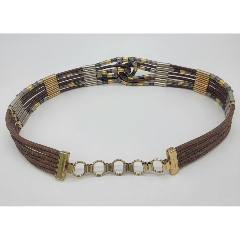 Vintage 80s Belt Womens Statement Twist Leather‎ Link Twisted Chain Belt Italy